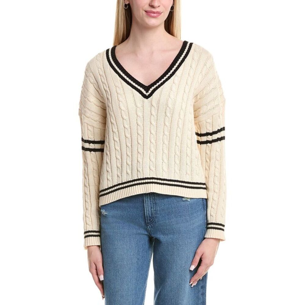 Lea & Viola Womens  Cable Sweater, White